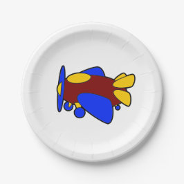 Vliegtuig Schattige Kleurrijke Cartoon Kinder Vlie Papieren Bordje