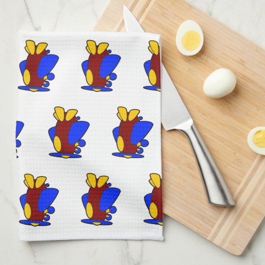 Vliegtuig Schattige Kleurrijke Cartoon Kinder Vlie Theedoek (Quarter Fold)