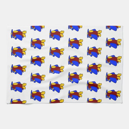 Vliegtuig Schattige Kleurrijke Cartoon Kinder Vlie Theedoek (Horizontaal)