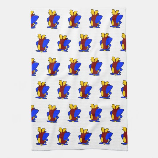 Vliegtuig Schattige Kleurrijke Cartoon Kinder Vlie Theedoek (Verticaal)