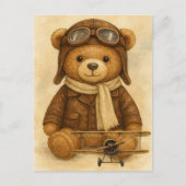 vliegtuig Schattige Teddy Bear Aviator Aviation Briefkaart (Voorkant)