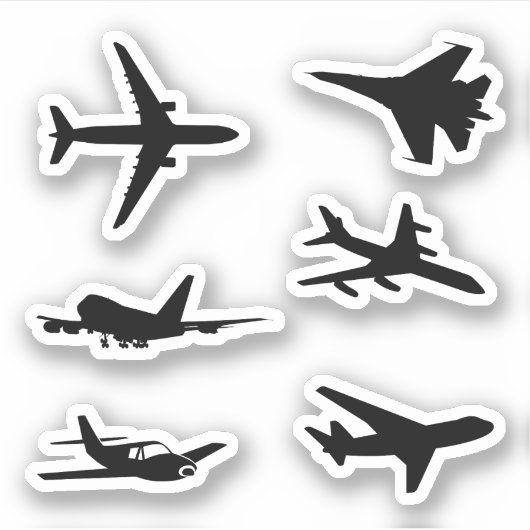 Vliegtuig Silhouet Stickers (Voorkant)