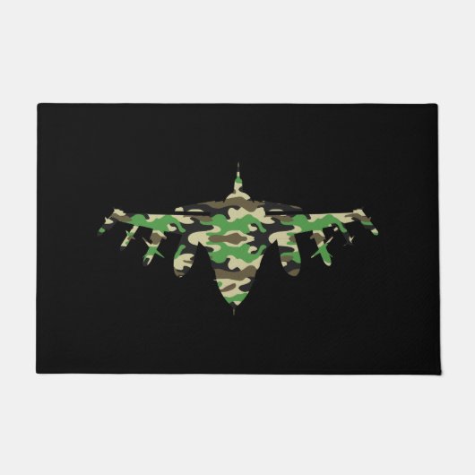 Vliegtuig silhouett van militaire jet-camouflage deurmat (Voorkant)