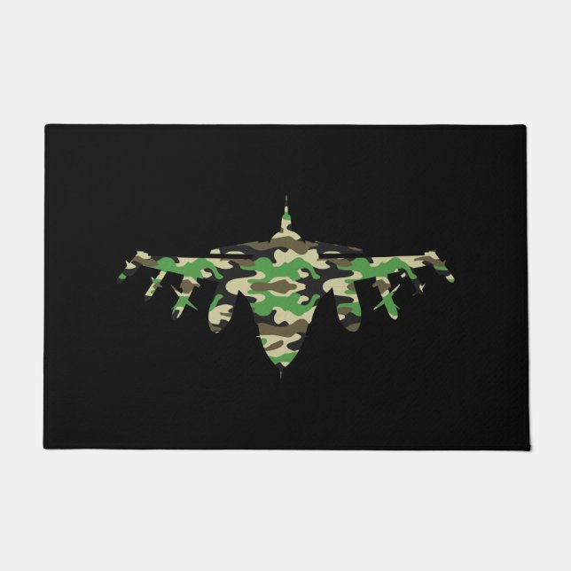 Vliegtuig silhouett van militaire jet-camouflage deurmat (Voorkant)