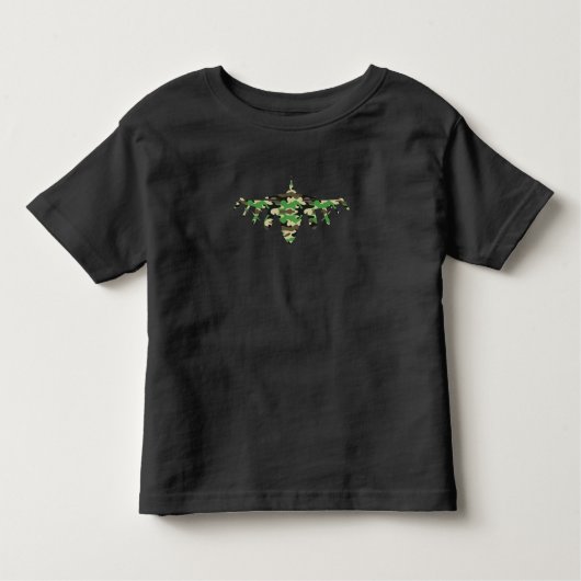 Vliegtuig silhouett van militaire jet-camouflage kinder shirts (Voorkant)
