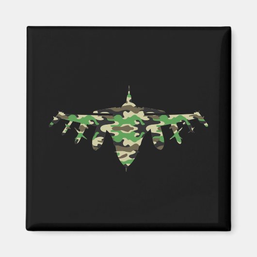 Vliegtuig silhouett van militaire jet-camouflage magneet (Voorkant)