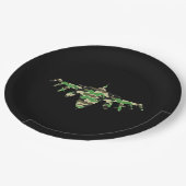 Vliegtuig silhouett van militaire jet-camouflage papieren bordje (Gekanteld)