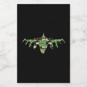 Vliegtuig silhouett van militaire jet-camouflage voedselcontainer etiket (Enkel label)