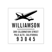 Vliegtuig Silhouette | Familienaam Retouradres Rubberstempel (Afrduk)
