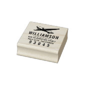 Vliegtuig Silhouette | Familienaam Retouradres Rubberstempel (Stempel)