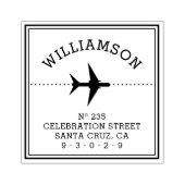 Vliegtuig Silhouette | Familienaam & Return-adres Rubberstempel (Afrduk)