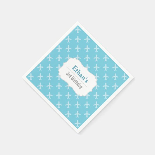 Vliegtuig Silhouette Patroon Verjaardagsfeest Servetten (Hoek)