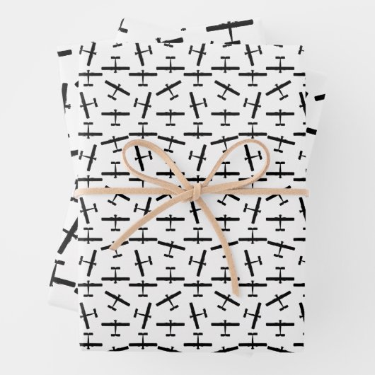 vliegtuig SilhouetteCUSTOM ACHTERGROND KLEUR Inpakpapier Vel (In situ)