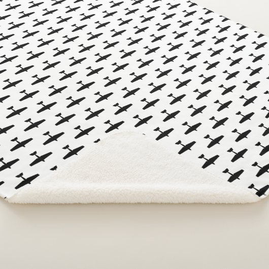  vliegtuig Silhouettes CUSTOM BG COLOR Sherpa Deken (3/4)