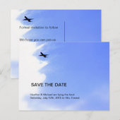 Vliegtuig Sky Destination Wedding Save the Date Aankondigingskaart (Voorkant / Achterkant)