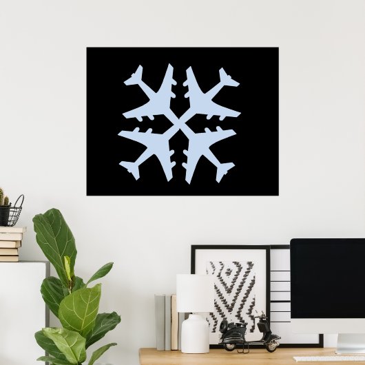 Vliegtuig Snowflake Poster (Thuiskantoor)