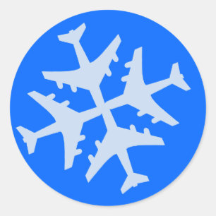 Vliegtuig Snowflake Ronde Sticker