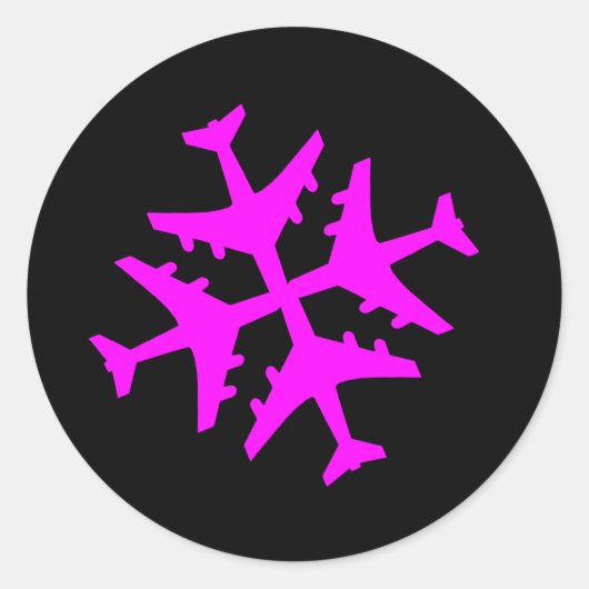 Vliegtuig Snowflake Ronde Sticker (Voorkant)