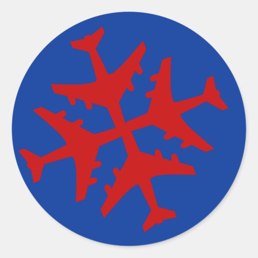 Vliegtuig Snowflake Ronde Sticker (Voorkant)