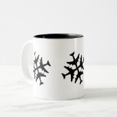 Vliegtuig Snowflake Tweekleurige Koffiemok (Voorkant links)