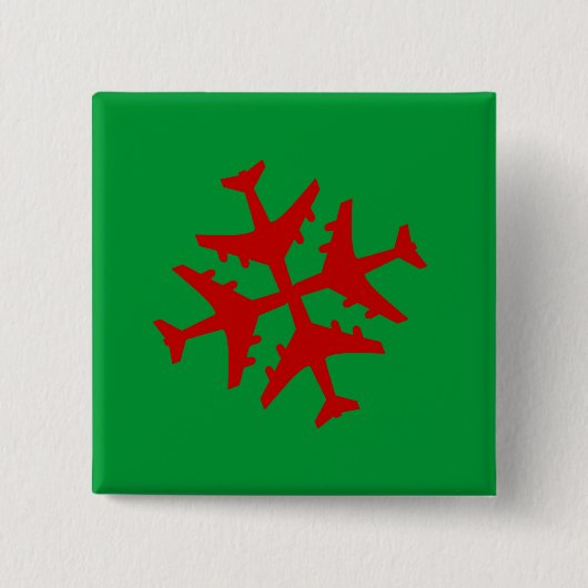 Vliegtuig Snowflake Vierkante Button 5,1 Cm (Voorkant)