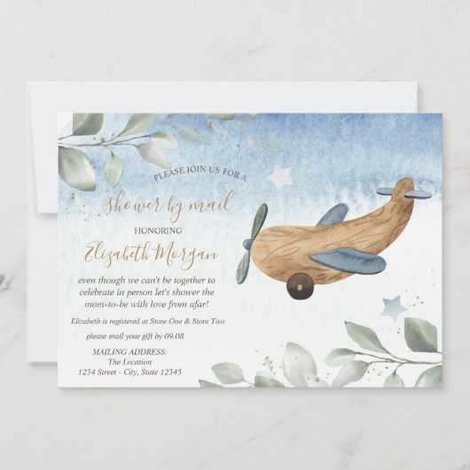 Vliegtuig Speelgoed Virtueel Baby shower per post Kaart (Voorkant)