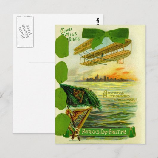  vliegtuig St Patrick's Day Kaart (Voorkant / Achterkant)