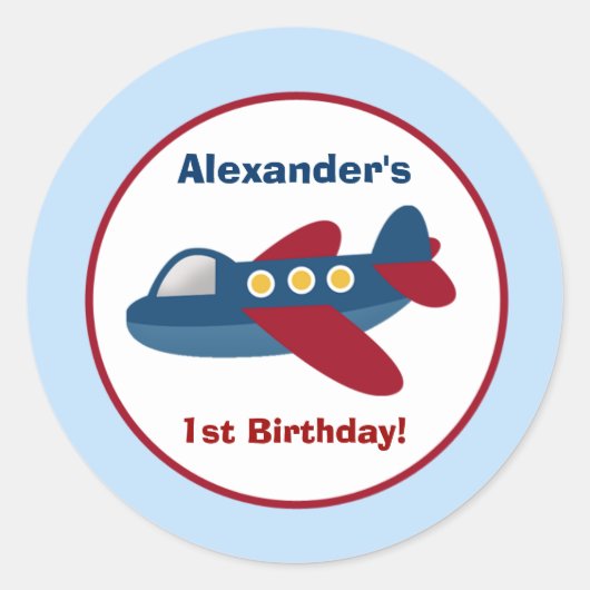 Vliegtuig stad ronde aangepaste gunst Sticker (Voorkant)