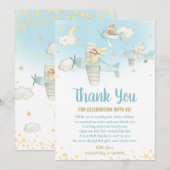 Vliegtuig sterft Baby shower Birthday Bedankkaart (Voorkant / Achterkant)