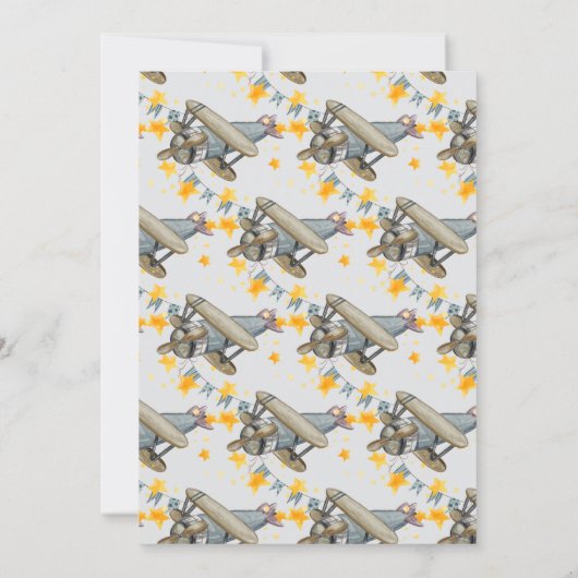  Vliegtuig Sterren Boy Baby shower Kaart (Achterkant)