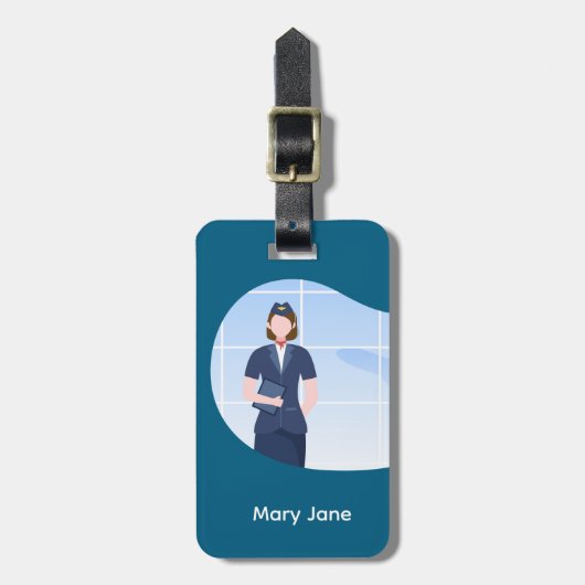 Vliegtuig stewardess bagagelabel (Voorkant verticaal)