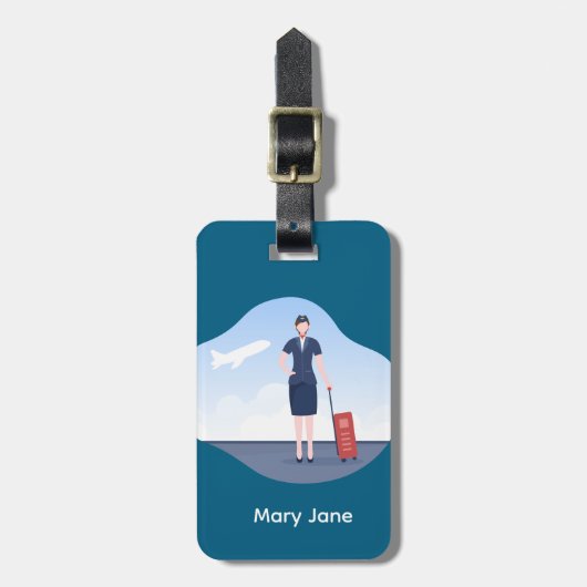 Vliegtuig stewardess bagagelabel (Voorkant verticaal)