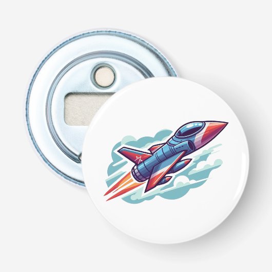 vliegtuig/straaljager button flesopener (Voorkant)