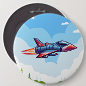 vliegtuig/straaljager ronde button 6,0 cm (Voorkant /achterkant)