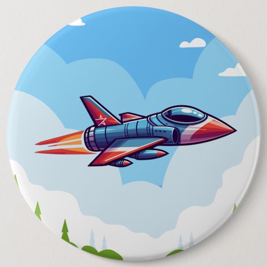 vliegtuig/straaljager ronde button 6,0 cm (Voorkant)