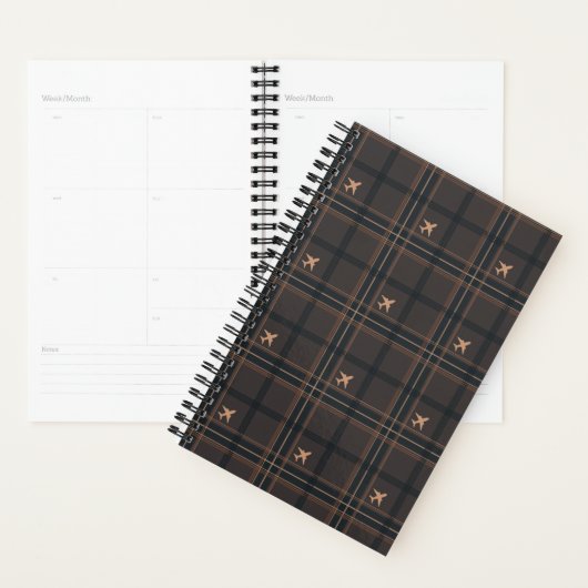 Vliegtuig Tartan Plaid in Bruin Planner (Display)