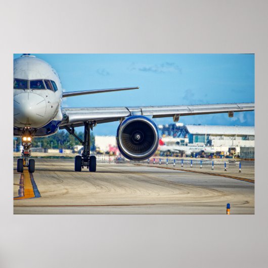 Vliegtuig taxiën naar vertrek poster (Voorkant)