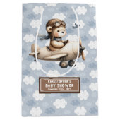  Vliegtuig Teddy Bear Baby shower Gift Bag Medium Cadeauzakje (Voorkant)