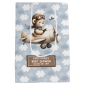  Vliegtuig Teddy Bear Baby shower Gift Bag Medium Cadeauzakje (Achterkant)