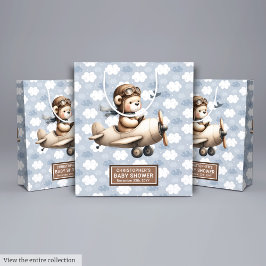  Vliegtuig Teddy Bear Baby shower Gift Bag Medium Cadeauzakje