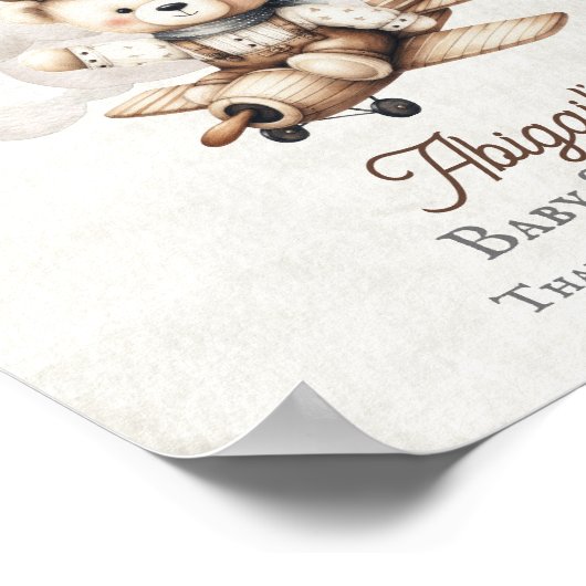 Vliegtuig Teddy Bear Baby shower Welkomstbord Poster (Hoek)