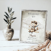 Vliegtuig Teddy Bear Baby shower Welkomstbord Poster