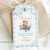 Vliegtuig Teddy Bear Blue 1st Birthday Cadeaulabel