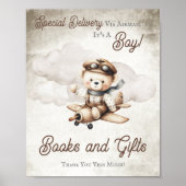 Vliegtuig Teddy Bear Douche Favorieten teken Poster (Voorkant)