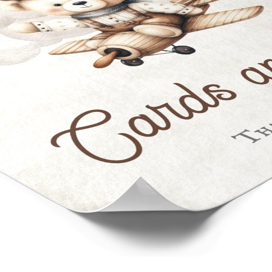 Vliegtuig Teddy Bear Douche Kaarten en geschenken  Poster (Hoek)