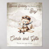 Vliegtuig Teddy Bear Douche Kaarten en geschenken  Poster (Voorkant)