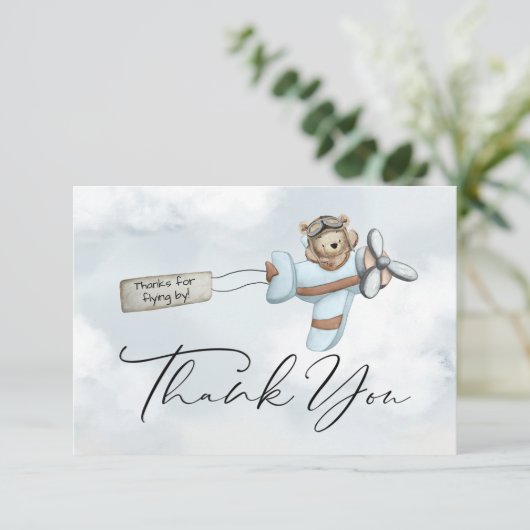 vliegtuig Teddy Bear - Hartelijk dank Bedankkaart (Staand voorkant)