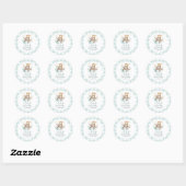Vliegtuig Teddy Bear Pastel Gingham 1e verjaardag Ronde Sticker (Vel)