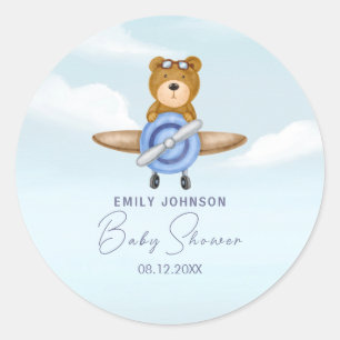 Vliegtuig Teddy Bear Ronde Sticker