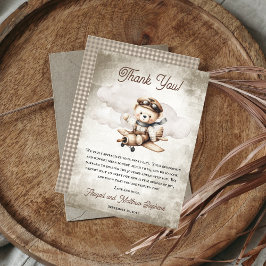 Vliegtuig Teddy Bear Special Delivery Baby shower Bedankkaart